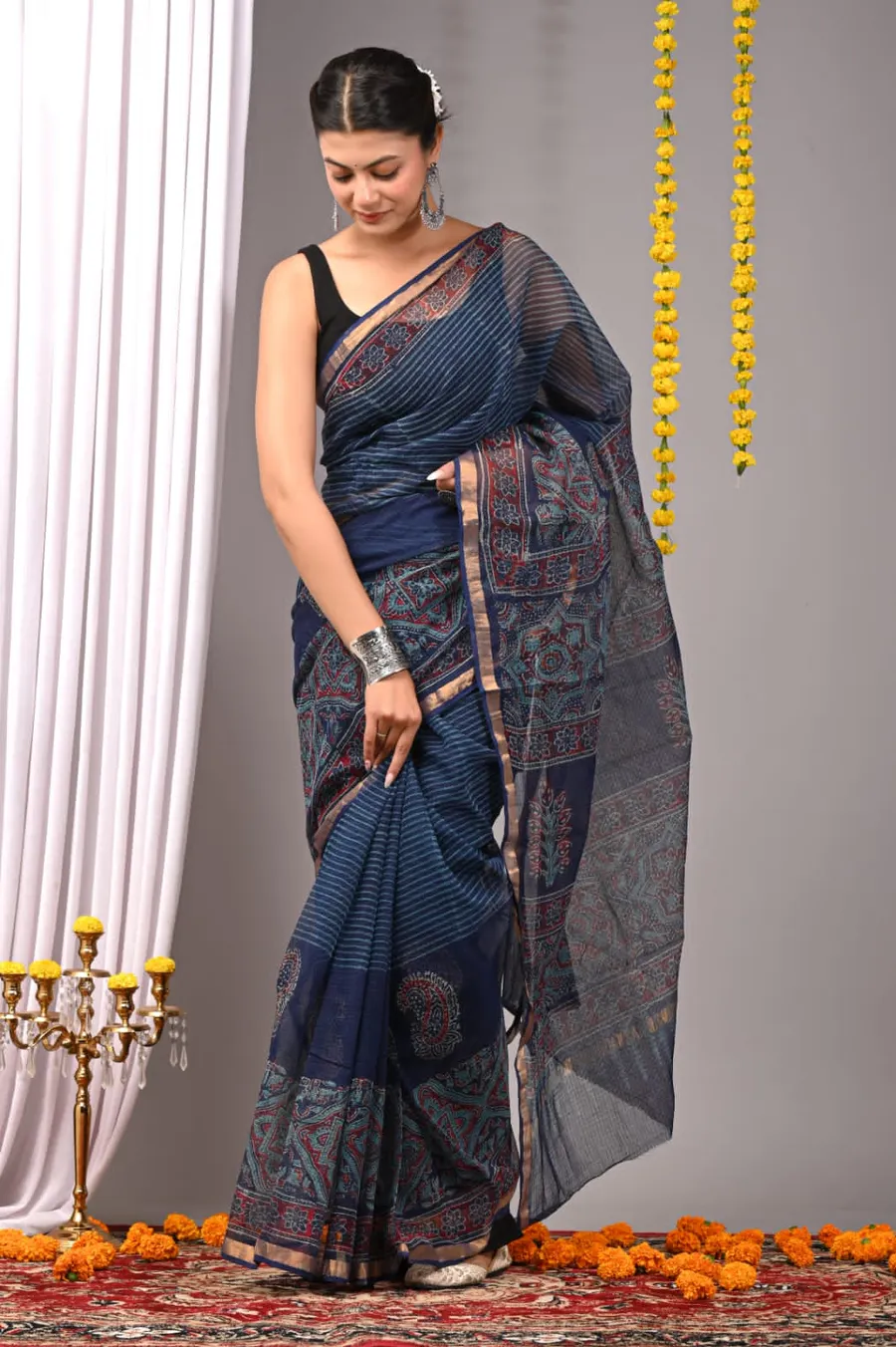 Handcrafted Bagru Print Kota Sarees 